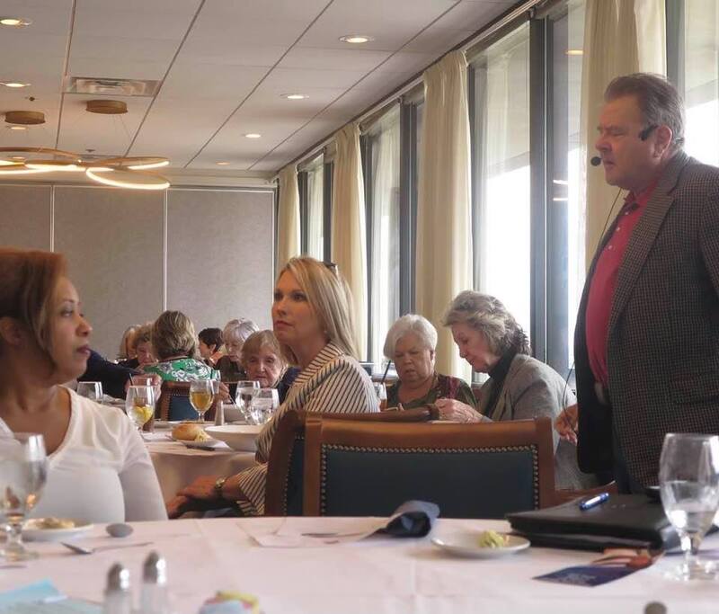 February 2021 RWSWLA Lunch Meeting - Attendees .to meeting with Steve Jordan addressing Rep. Brett Geymann, with Julie Abney Speights in the background and